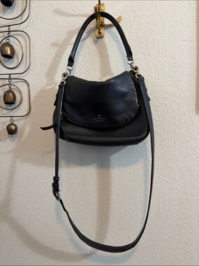 kate spade Black Pebbled Leather Flap Shoulder Bag